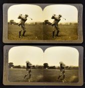 Harry Vardon 6 Times Open Golf Champion - 2x Stereoscope photographs titled 