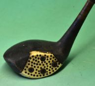 Unusual Tom Brace high crown deep faced spoon with near full ivorine face insert, with minor head