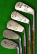 5x various irons including a 'Challenge' niblick, a bright rustless matching mashie niblick, deep