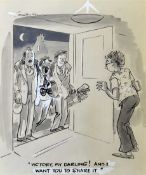 Houghton, George (1905-1933) 2x original amusing golf sketches signed by the artist to incl 