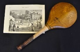 1878 Stoolball Match woodcut lithograph magazine extract - from 