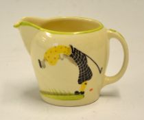 Genuine Susie Cooper bone china decorative golfing cream jug c.1936 - hand painted figure of
