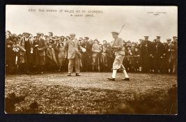 HRH The Prince of Wales St Andrews golfing postcard c. 1925 titled 