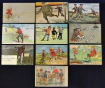 10x early amusing golfing sketch postcards from the 1900 onwards to include Raphael Tuck 