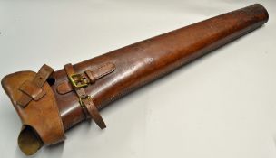 Leather cavalry style rifle gun case - c/w straps and flap - overall 39