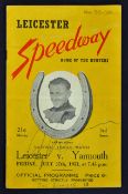Speedway: 1951 Leicester vs Yarmouth signed Speedway programme - signed to the cover by Roy