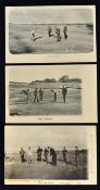3x early St Andrews Old Golf Course golfing scene postcards circa 1900's - to incl 