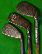 2x Smith model anti-shank irons including a ladies mashie and a Gibson Logan's mashie niblick, 2