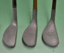 3x Alloy mallet head putters by the Standard Golf Co. including a Vardon SS model with a sound