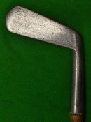 Willie Park Patent bent neck putter showing the marker's mark to the rear of the head and shaft