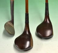 2x socket neck woods including a Peter McEwan attractively styled brass plated spoon, t/w Ted Ray