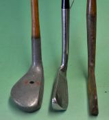 Tom Stewart straight blade putter t/w an upright (Perfect Model) compact alloy mallet head with