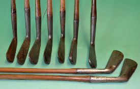 9x assorted smf irons from cleeks to mid irons makers incl Anderson Anstruther, D&W Auchterlonie