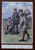 1913 Illustrated London News Colour Golf Supplement of The Golfing Triumvirate - published before