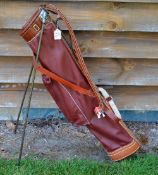 Fine leather golf bag complete with alloy patent 