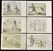 Scarce set of 6x Harry B Neilson comical golfing postcards c. 1900 - The Premier Series No.1996 to
