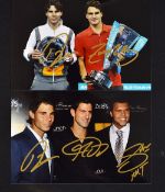 2x tennis player signed colour photographs - one with Federer and Nadal and another of Nadal,