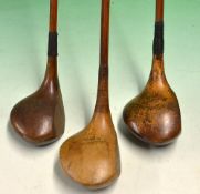 3x Hardy's of Alnwick Palakona large head socket neck woods including a driver, brassie and spoon,
