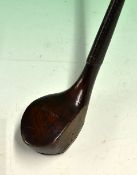 W Park Musselburgh early scare neck bulger brassie with full wrap over brass sole plate, in dark