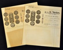 2x Original Harry Vardon official invoice statements - both unused, slight discolouration marks to