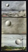 3x scarce Bramble golf ball advertising postcards c. 1900's - each titled Fore, Bunkered, and The