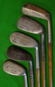 5x interesting irons including a ridge back Sammy with the Spalding hammer brand mark, Logan's Genii