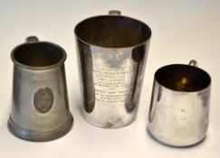 3 interesting golf club tankards to include 1937 Royal Musselburgh Golf Club Coronation half pint