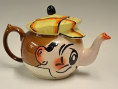 Wade hand painted Andy Capp tea pot - fitted with a cap lid - 5.25