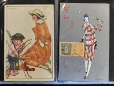 Album of ladies golfing postcards from the early 1900s onwards to include US, European, Japanese,