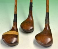 3x assorted socket woods to include a large head D Anderson and Son St Andrews driver, an R Forgan