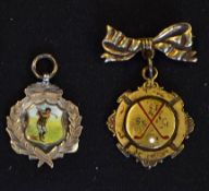 2x silver and enamel golfing medals to include 1910 Monthly Medal engraved 