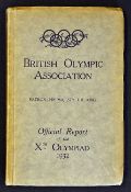 1932 Los Angeles Xth Olympic Games official Report by The British Olympic Association - in the