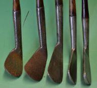 5x assorted smf irons including an Auchterlonie St Andrews ladies mid-iron, unnamed lofting iron,