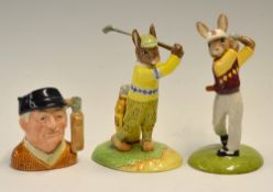 Collection of Royal Doulton bone china golfing figures to include miniature 