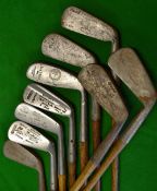9x various irons from long irons to niblicks to incl Maxwell 3 iron, Rangefinder Skelpie, Gibson,