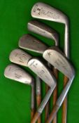 7x cleaned irons including 3x Tom Stewart, 3x mashies, 3x 2 irons of varying loft and a ridge back