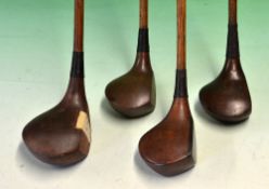 4x assorted socket neck woods to include a professional model small headed spoon, 3x drivers two