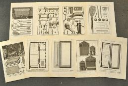 1770 Tennis engravings- a rare set of 9 original Tennis Paulmerie (Jeu de Paulme) Racket Court