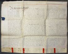 1812 London Indenture William Worrall's Free School St. Giles without Cripplegate a very large three