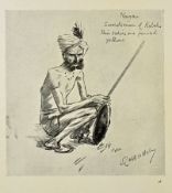 India Punjab- Delhi Durbar Sikh warrior on horseback lithograph 1900s a fine lithograph print of a