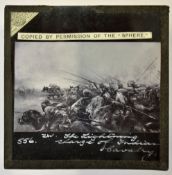 India - Military Charge of the Sikh Cavalry glass slide an early glass lantern slide depicting