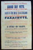 1837 Poster Royal Gardens Vauxhall Advertising the Ascent of Mr Greens Nassau Balloon date 24th