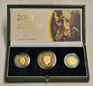 2006 UK Gold Proof Three-Coin Sovereign Collection consisting of sovereign, half sovereign and