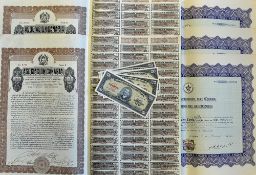Cuba Stock Certificate 5x 1956 Banco Nacional De Cuba Certificado De Acciones in purple and highly