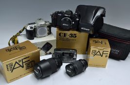Nikon Camera and Lens Selection to include Nikon F301 CF-35 body with leather case and box (poor),