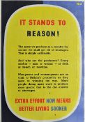 Poster His Majesty’s Government ‘It Stands To Reason’ No.3 an original WW2 poster for Central Office