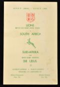 1962 British Isles (Lions) v South Africa rugby programme - 3rd Test match played at Newlands losing