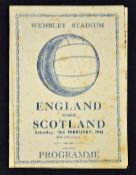 1944 England v Scotland football programme (pirate) issue with writing internally, foxing present