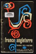 1966 France (Runners Up) v England rugby programme - played in Paris on 26 February , some slight