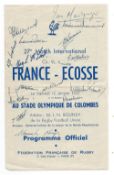 Scarce 1957 France v Scotland signed rugby programme - played at Stade Olympic De Colombes Paris